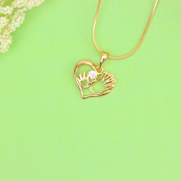 "Heart Shaped Rose Gold Pendant with Mother & Child Hand Design, XPPT1521 - Picture 13 of 13